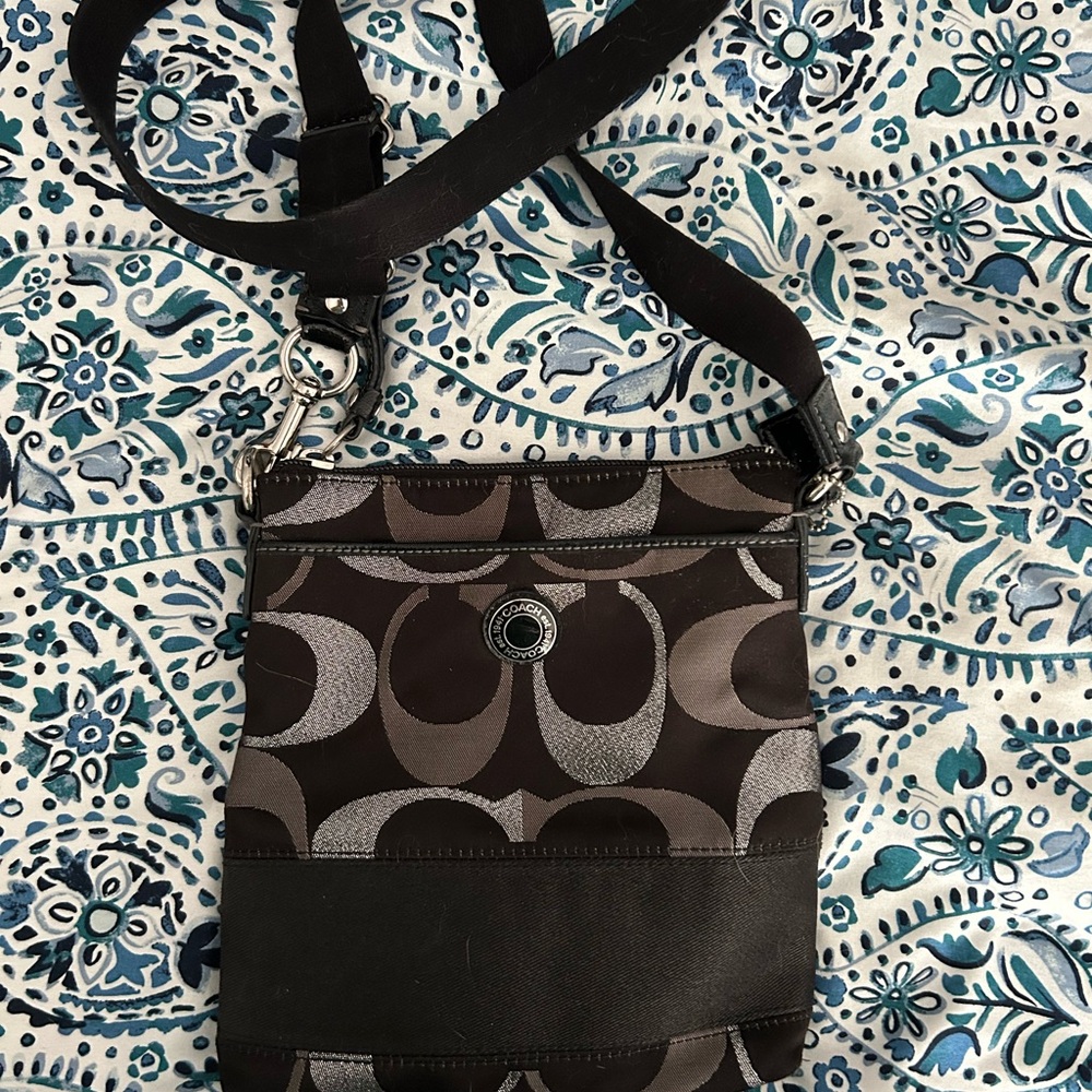 Coach Black and Gray Signature Crossbody Bag